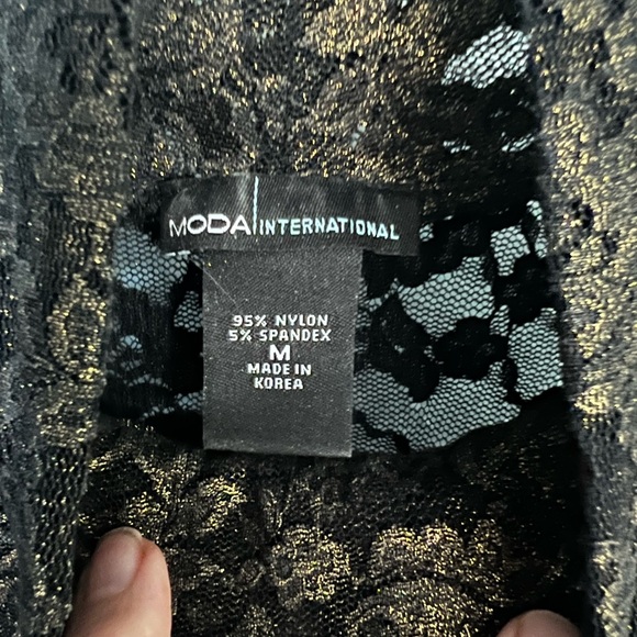 Moda International Black and Gold Lace Blouse - Picture 3 of 4